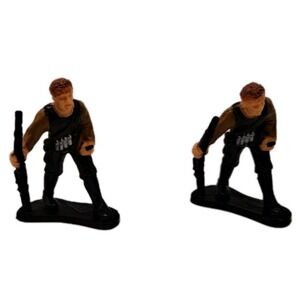 Vintage Unbranded Miniature Military Figure with Weapon Set of 2